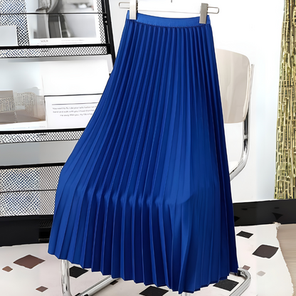 Women's High-Waist Pleated Satin Skirt