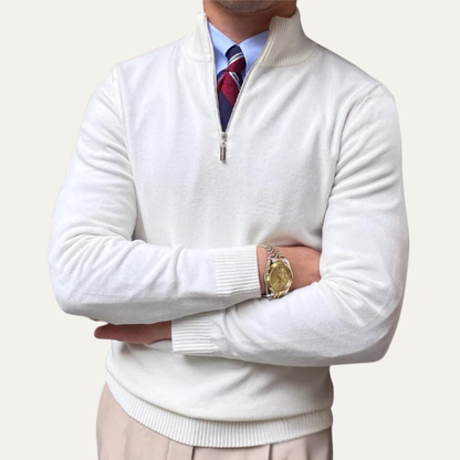 Men's Classic Mock Neck Half Zip Sweater