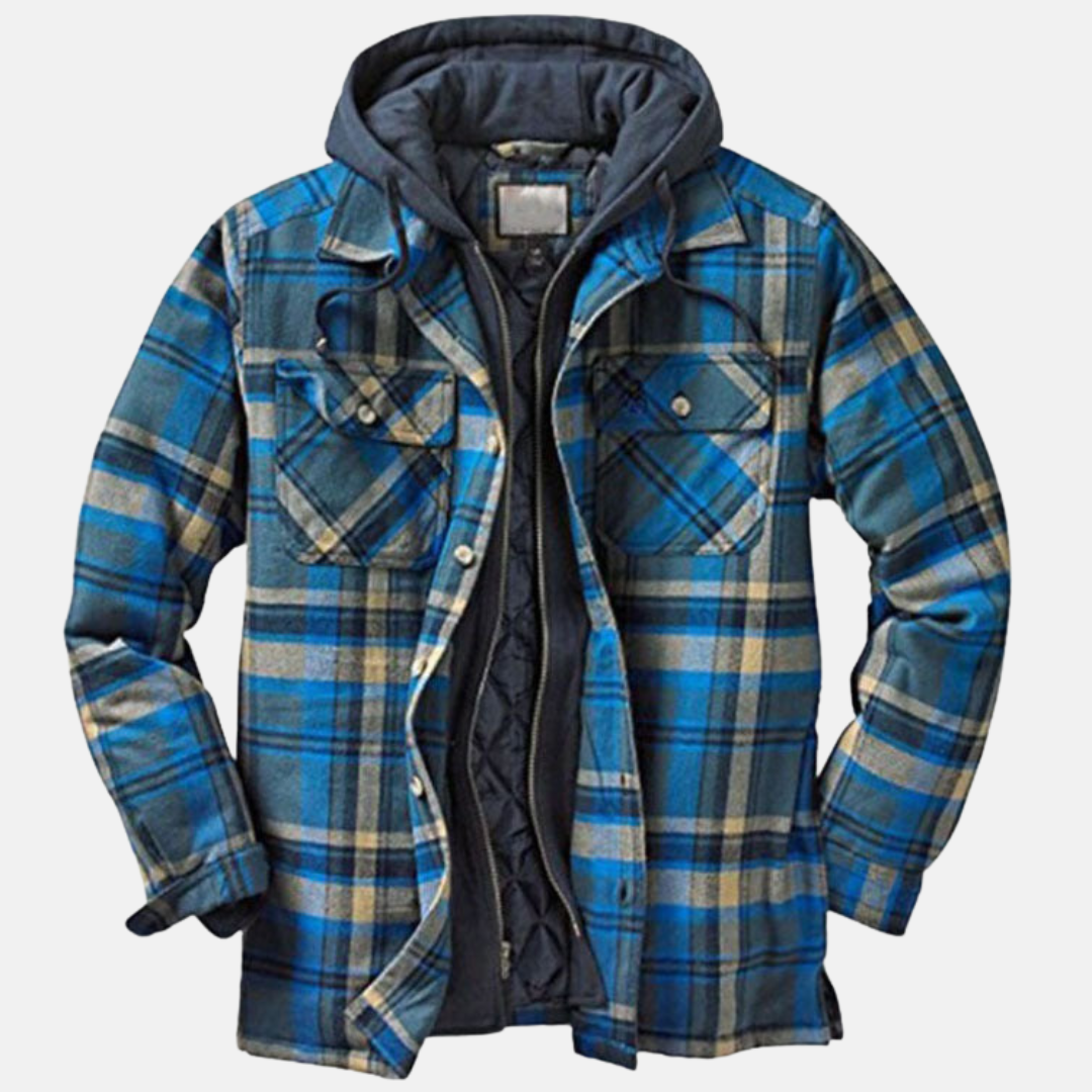 Men's Plaid Hooded Jacket Shirt