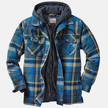 Men's Plaid Hooded Jacket Shirt