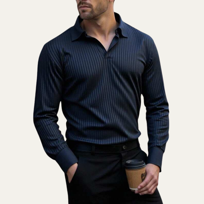 Men's Long Sleeve Ribbed Polo Shirt