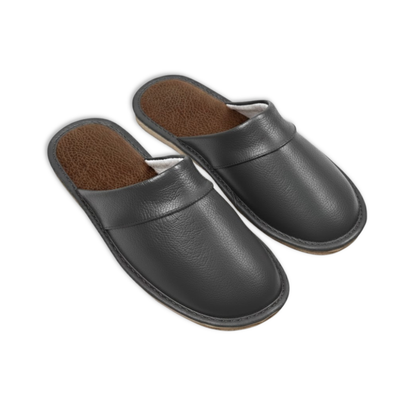 Comfortable Leather and Fabric Home Slippers
