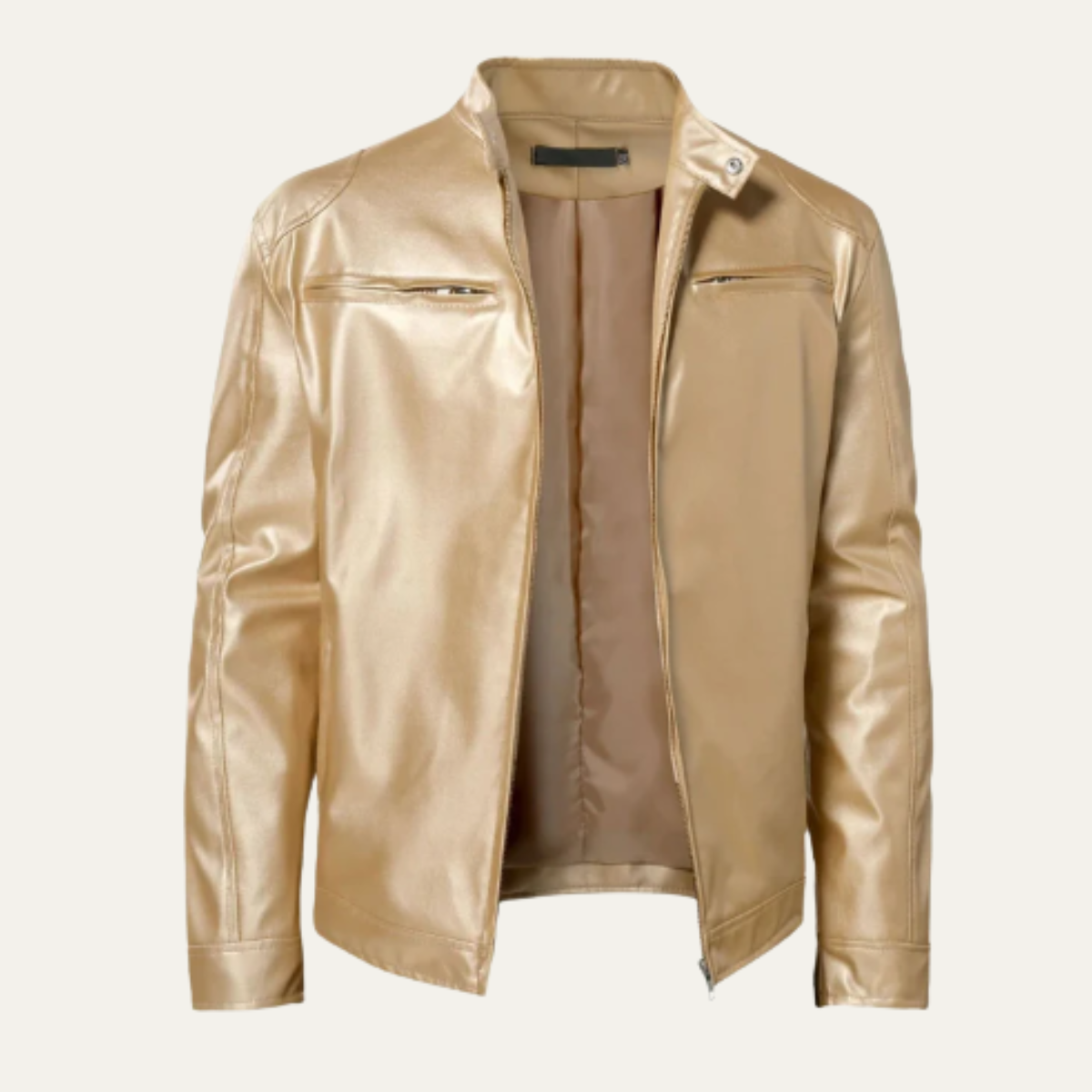 Men's Leather Biker Jacket Vintage Zip Up