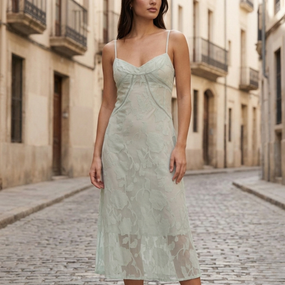 Maxi Dress Spaghetti Strap Embroidered Women