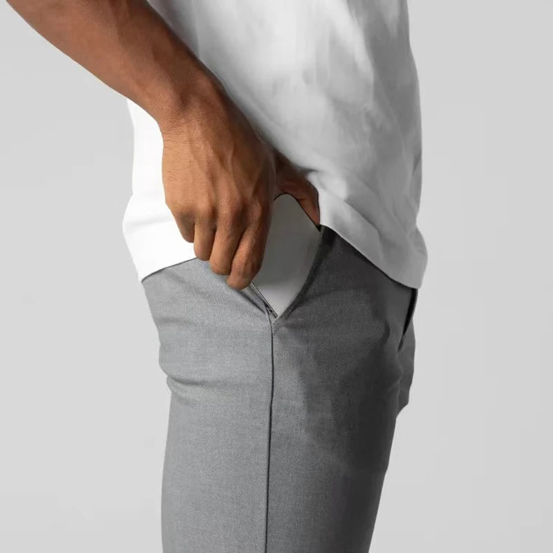 Men's Slim Leg Trousers Button Waist