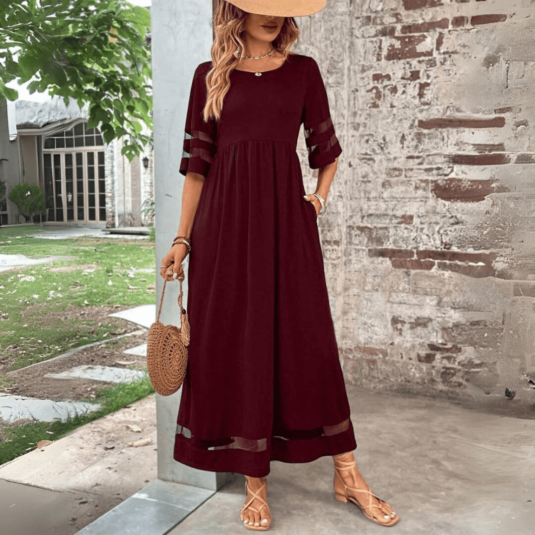 Chic Long Sleeve Evening Maxi Dress
