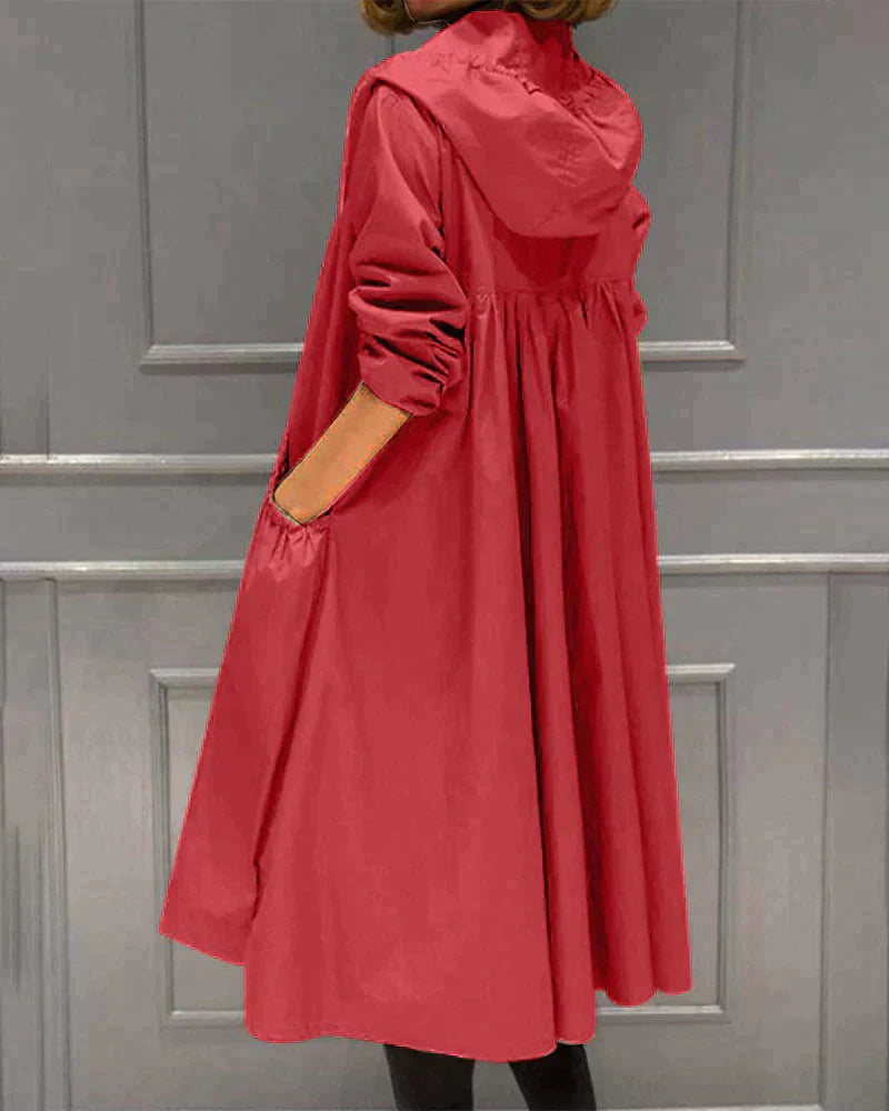Women's Waterproof Raincoat Long Zip Jacket