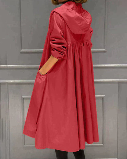 Women's Waterproof Raincoat Long Zip Jacket