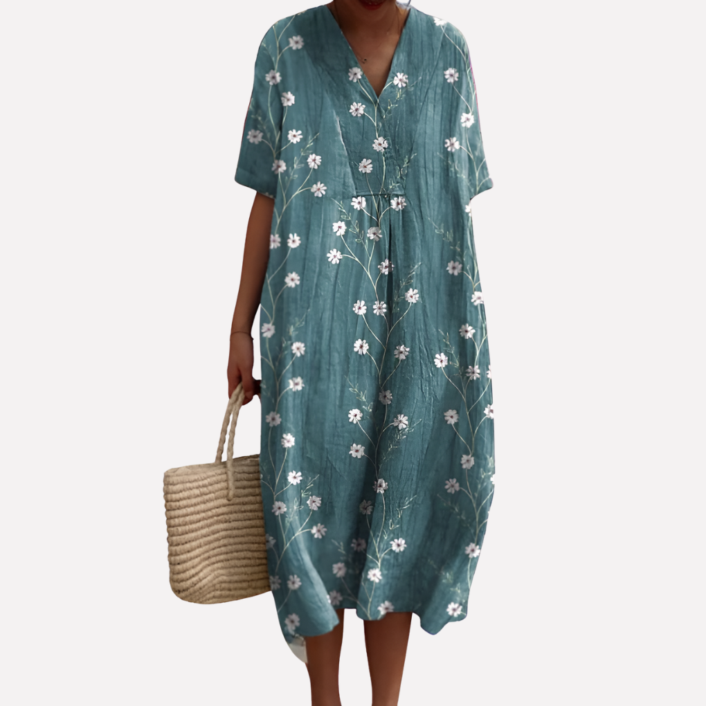 Women's Floral Summer Dress V-Neck Short Sleeves