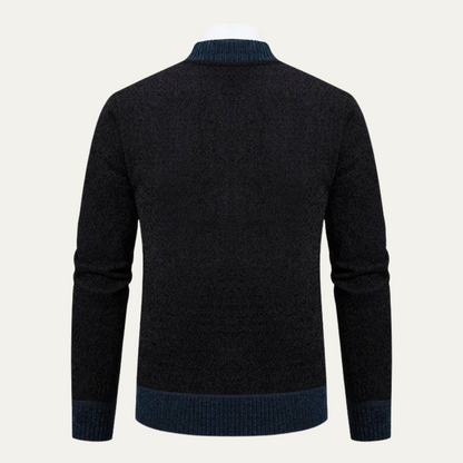 Men's Embroidered Zip Knit Sweater