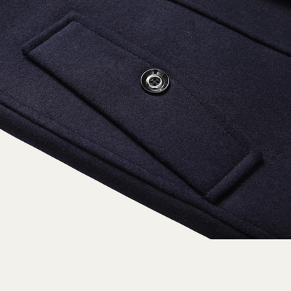 Men's Wool Blend Long Trench Coat Lapel Collar