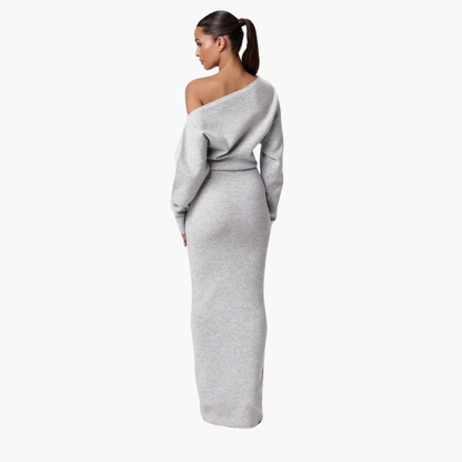 Women's Off-Shoulder Knit Evening Dress