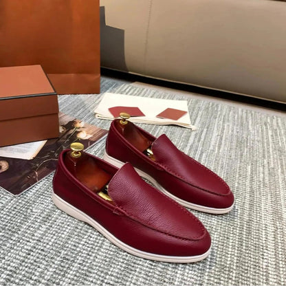 Ladies Loafers Elegant Leather Brown - VibreMode