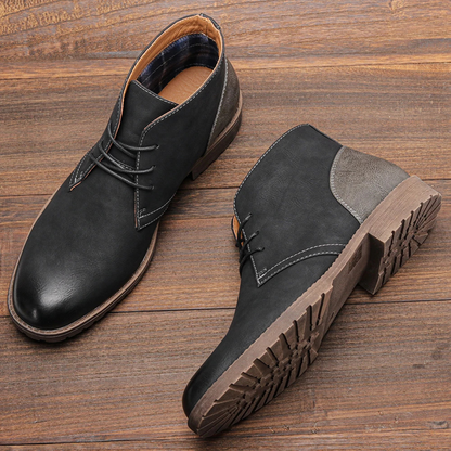Elder Pine Men's Leather Smart Boots Vintage Style