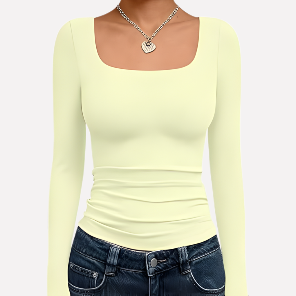 Women's Long Sleeve Crop Square Neck