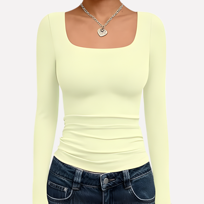 Women's Long Sleeve Crop Square Neck