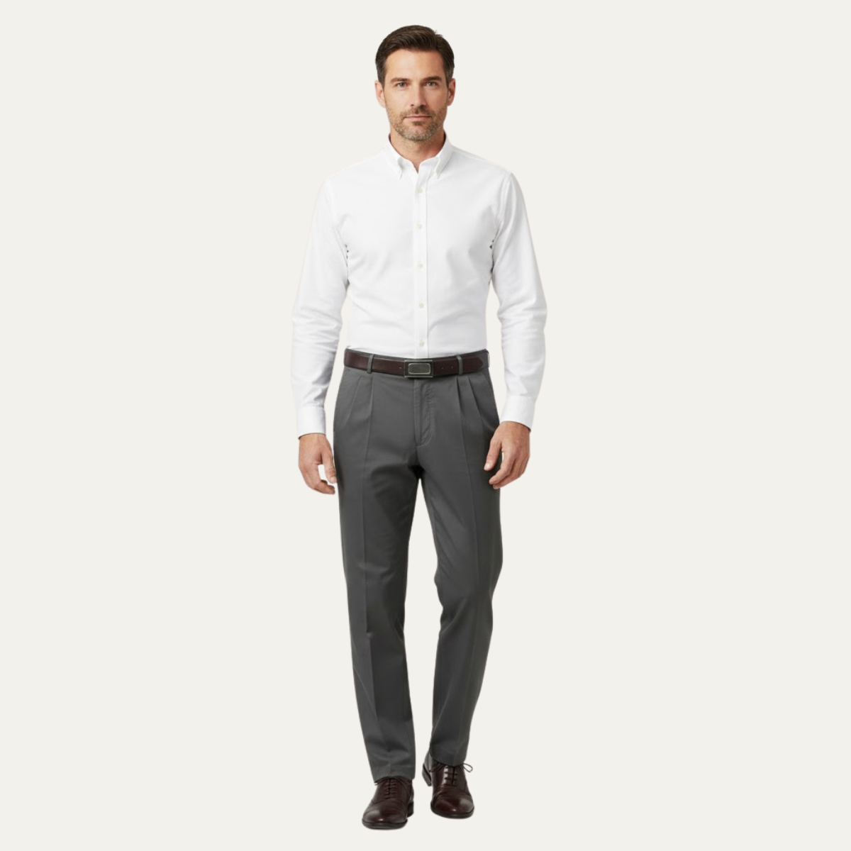 Men's Classic Straight Leg Pants Double Pleated Wool Black
