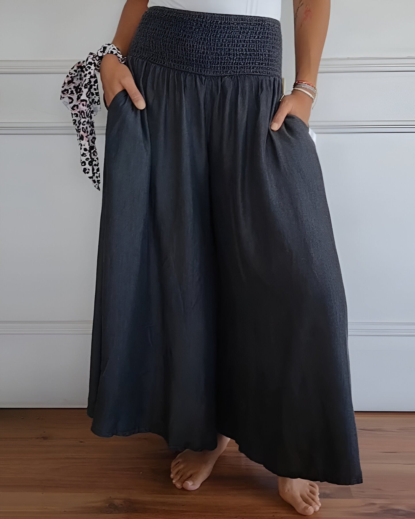 Women's Wide Leg Pants Smocked Waist