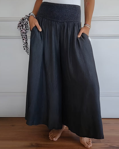 Women's Wide Leg Pants Smocked Waist