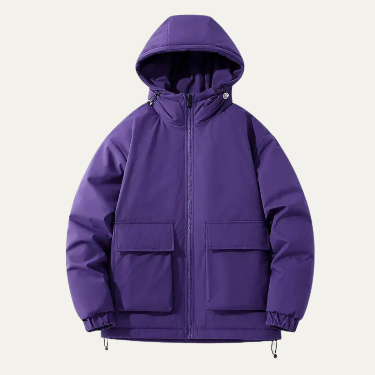 Men's Puffer Jacket Warm Padded Hooded Black