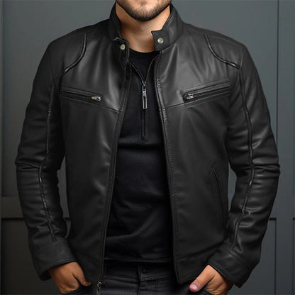 Men's Retro Motorcycle Jacket Vintage Leather Comfortable