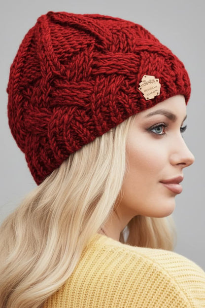 Women's Knit Beanie Thick Wool Folded Brim