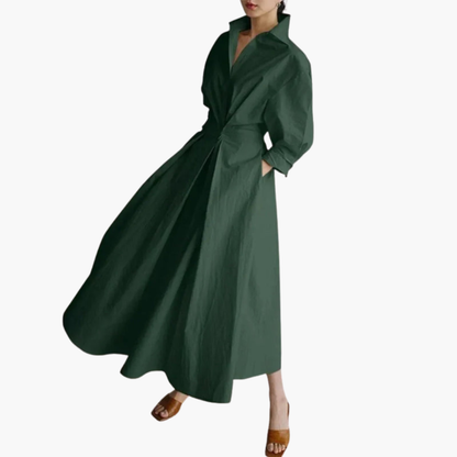 Women's Long Sleeve Shirt Dress Button Front