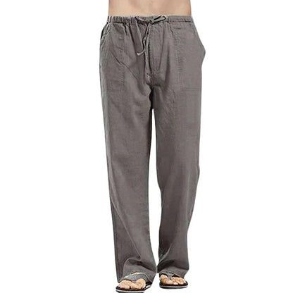 Men's Linen Pants Breathable Oversized Beige