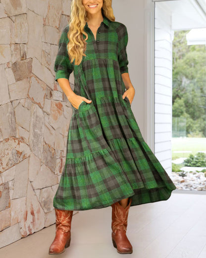Classic Plaid Short Sleeve Dress