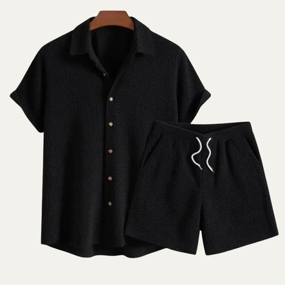 Men's Summer Casual Shirt And Shorts Set