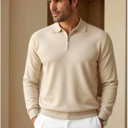 Men's Quarter Zip Polo Sweater Knit
