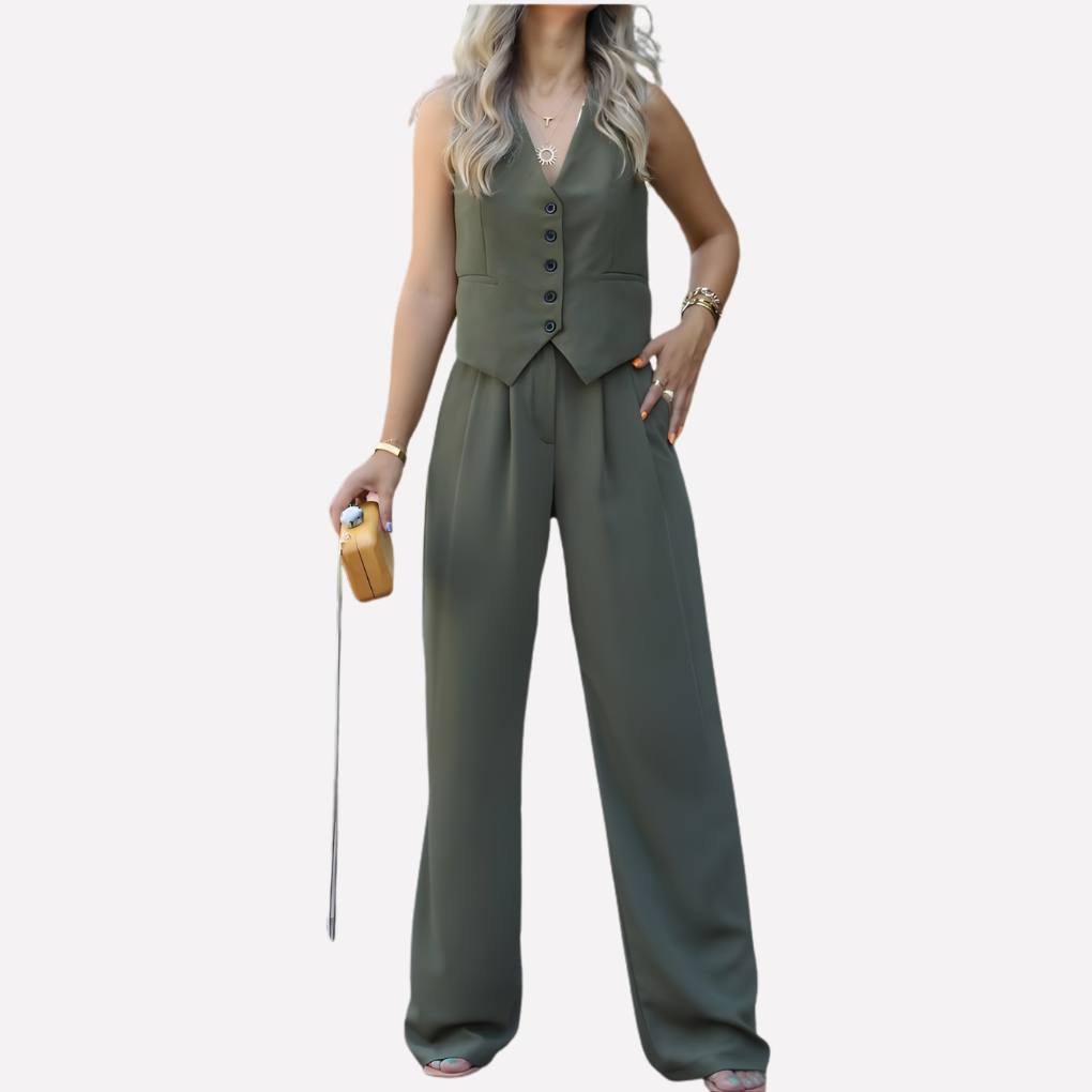 Women's Sleeveless Vest And Pants Set