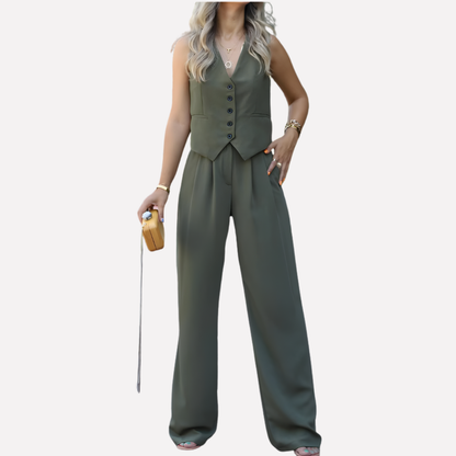 Women's Sleeveless Vest And Pants Set