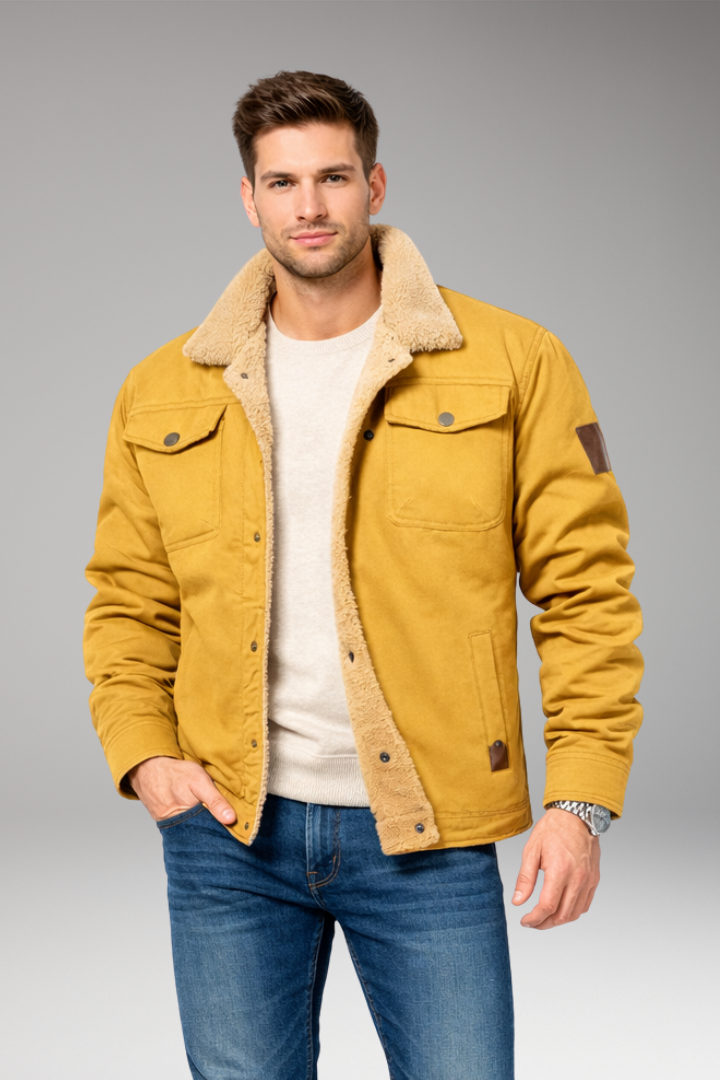 Men's Sherpa Lined Jacket Button Closure