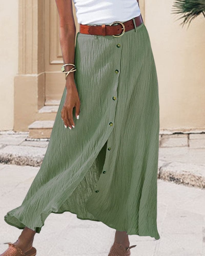 Women's Long Monochrome Skirt All-Day Comfort