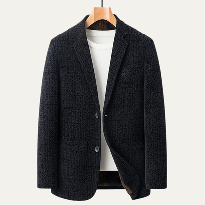 Men's Chenille Blazer Warm Fur Lined Navy