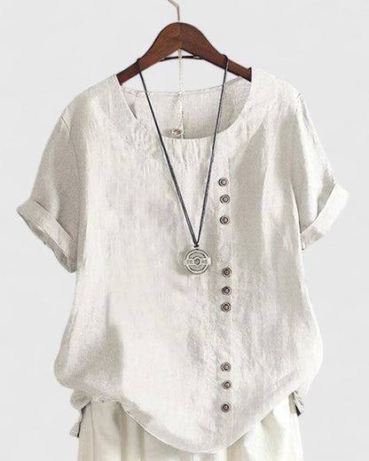 Chic Off-Center Button Top