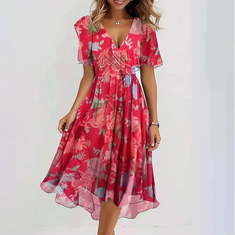 Women's Knee Length Floral Summer Dress