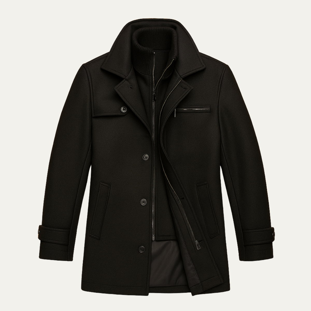 Men's Waterproof Long Jacket Adjustable Cuffs