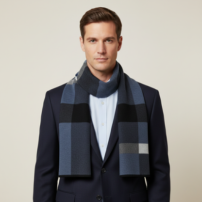 Men's Classic Plaid Scarf Wool Knit