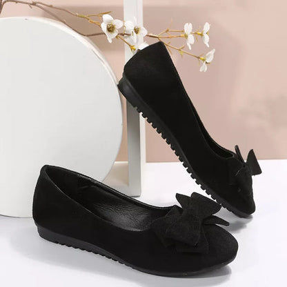 Chic Ladies Floral Bow Ballet Shoes - VibreMode