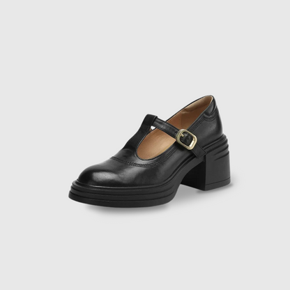 Women's Block Heel Mary Jane Shoes Round Toe Strap