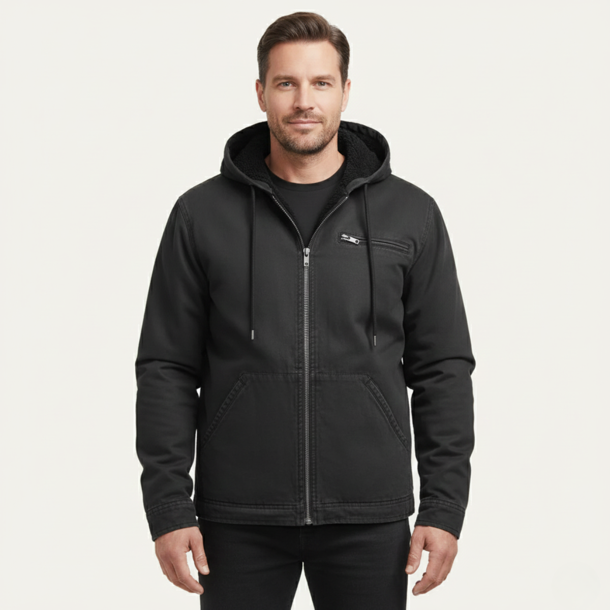Men's Fleece Lined Hooded Jacket