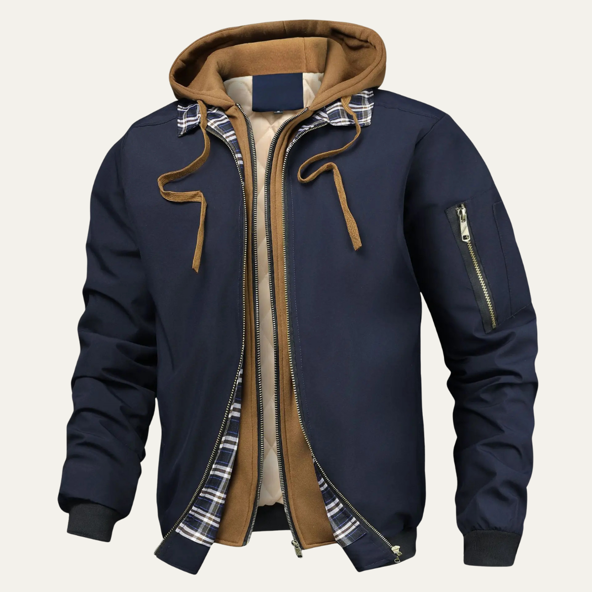 Men's Multi-Layer Hooded Bomber Jacket