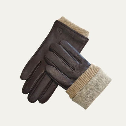 Men's Leather Wool Lined Driving Gloves