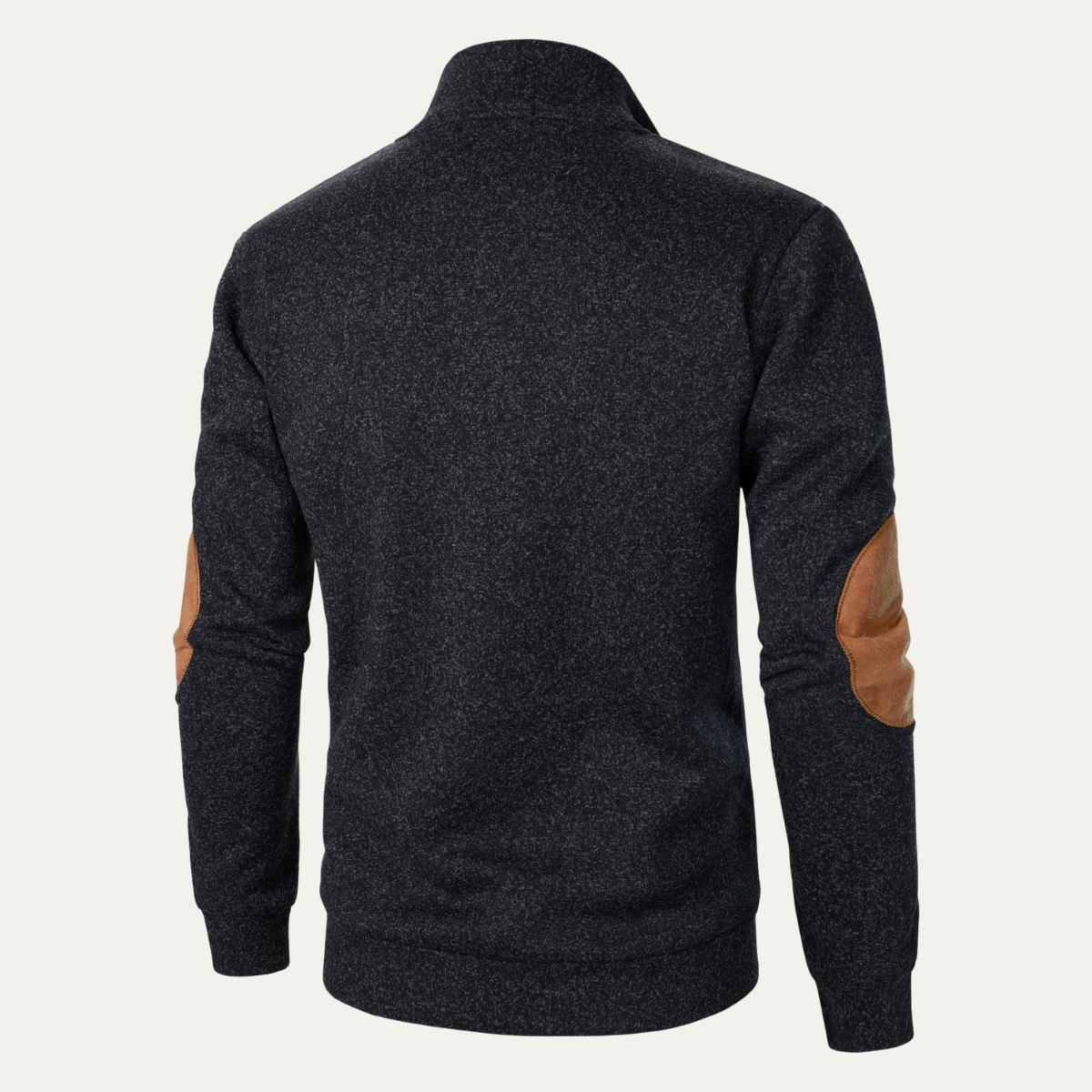 Men's Fleece Sweater Suede Elbow Patches