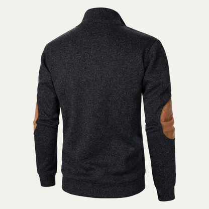 Men's Fleece Sweater Suede Elbow Patches