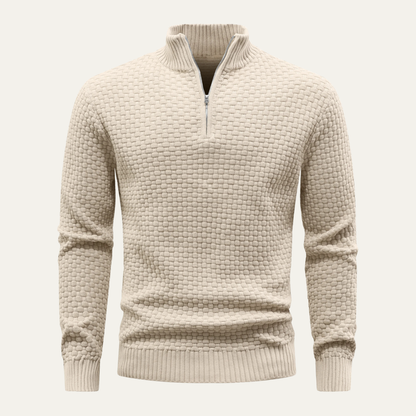 Men's Textured Knit Half Zip Jumper