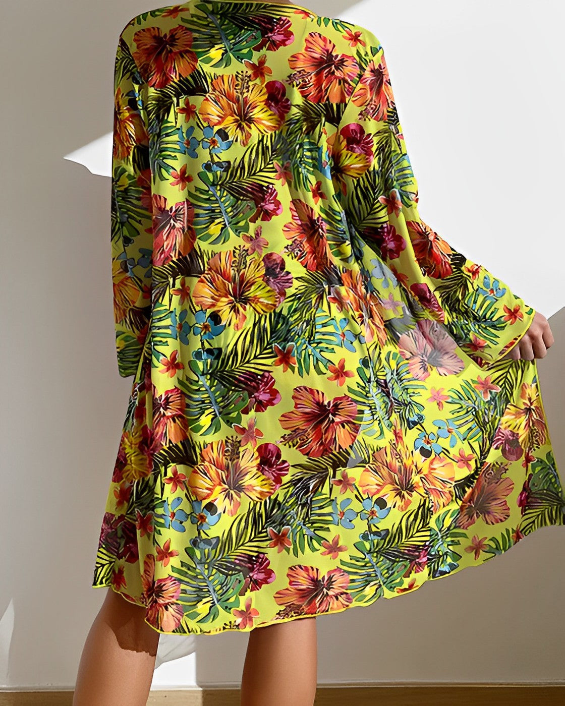 Colorful Beach Swimwear Set with Kaftan Cover