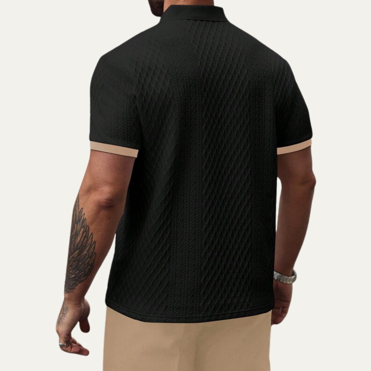 Cedarcrest Park Men's Textured Polo Shirt Contrast Collar
